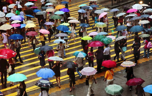 寻找缤纷多彩的雨伞   下雨天除了拍摄雨水,各式各色的伞具也是雨天
