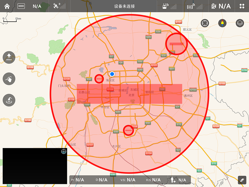 大疆官方地图显示的北京禁飞范围,很惊人